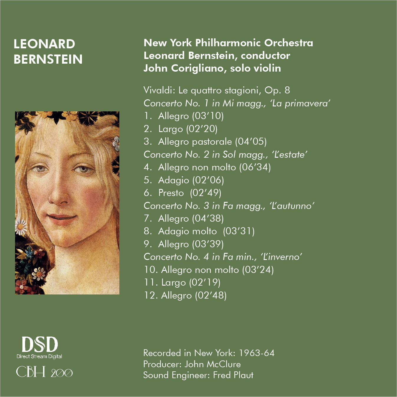 Vivaldi Le Quattro Stagioni - John Corigliano; Leonard Bernstein New York Philharmonic Orchestra